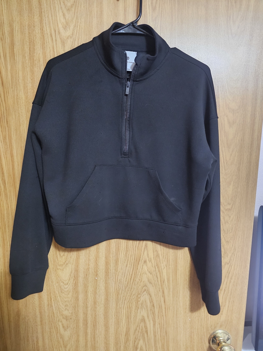 all in motion Black Cropped Quarter-Zip Pullover Hoodie